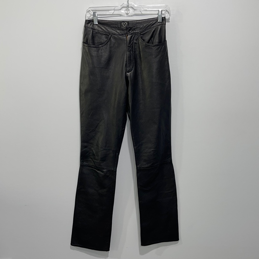 XoXo genuine leather pants size 2 black motorcycle moto Y2K straight